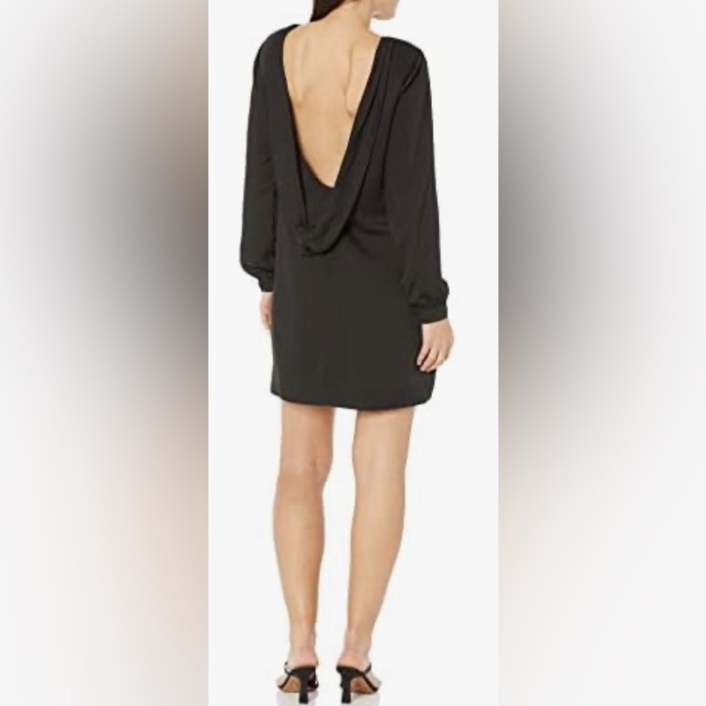 Dress the Population Myah Open Back Long Sleeve Mini Dress, Black, sz L